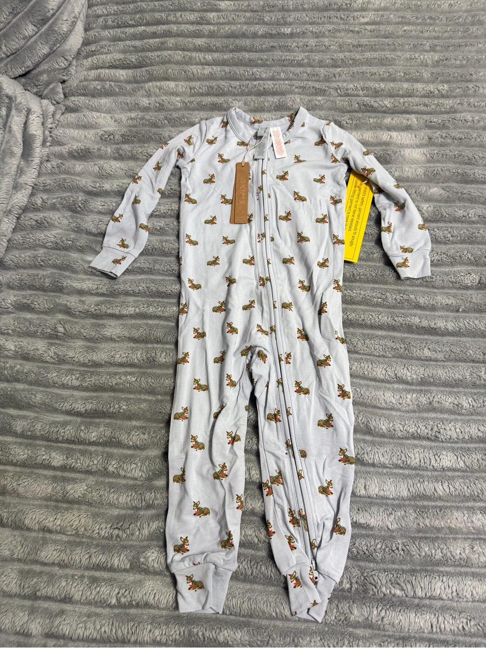 SKIMS Sleep Baby Onesie zen blue baby deer print One-Piece Zipper Pajamas
